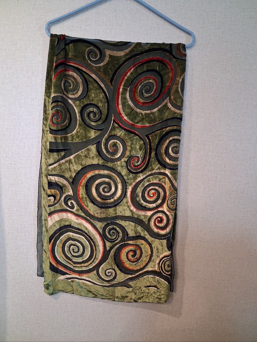Vintage Green Swirl Pattern Maxi Scarf - Women's Accessory Cute